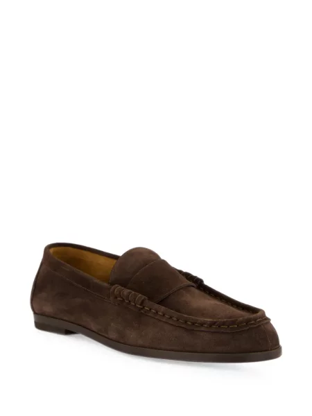 Pantofi loafer Common Projects din piele de căprioară cu bretele maro