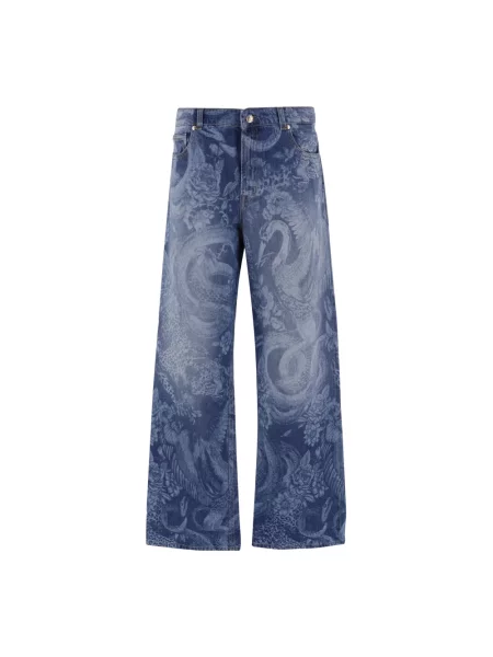 Szerokie jeansy Just Cavalli niebieskie
