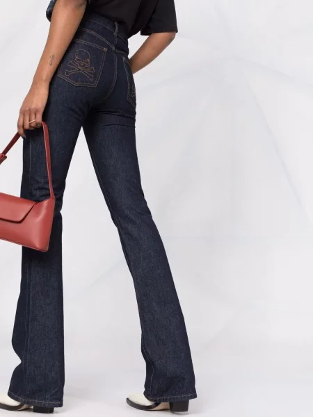 Jeansy dzwony Philipp Plein z wysoką talią niebieskie