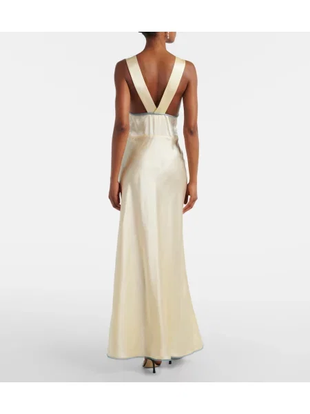 Rochie maxi Sir de mătase galben