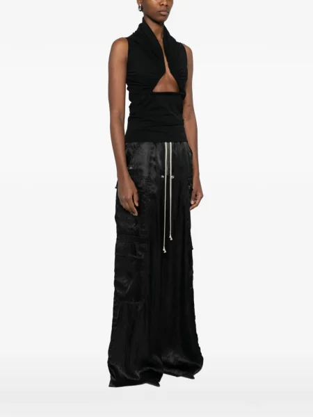 Top Rick Owens din jerseu drapat negru