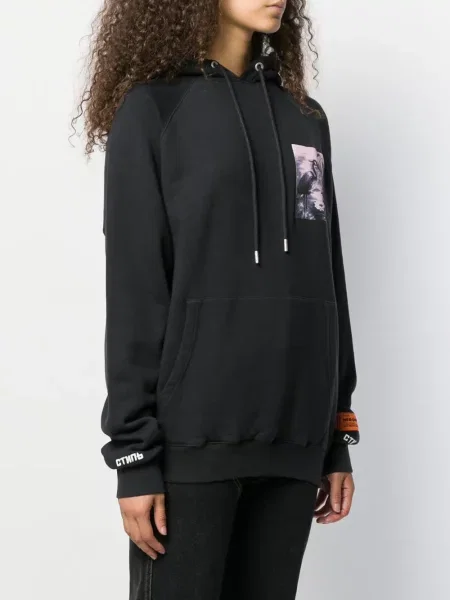 Hanorac cu glugă Heron Preston cu imagine negru