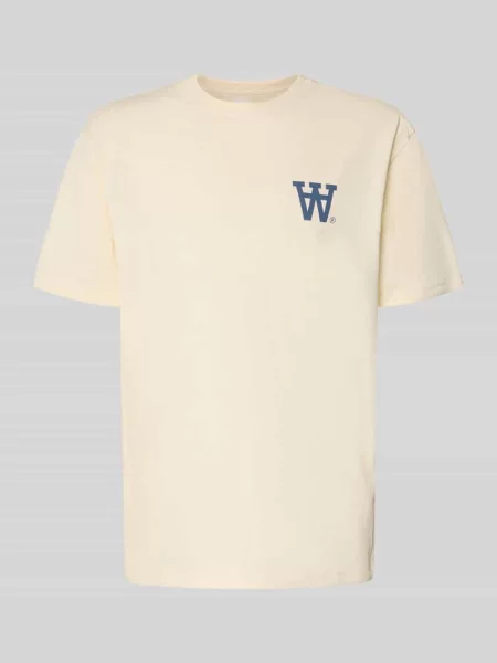 T-shirt o kroju relaxed fit z nadrukiem logo model Liam' Wood Wood biała