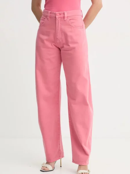 Дънки Pinko с висока талия розово