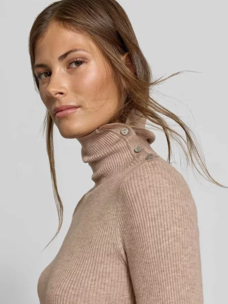 Sweter o kroju slim fit z mieszanki w imitacji dzianiny Myon beżowy