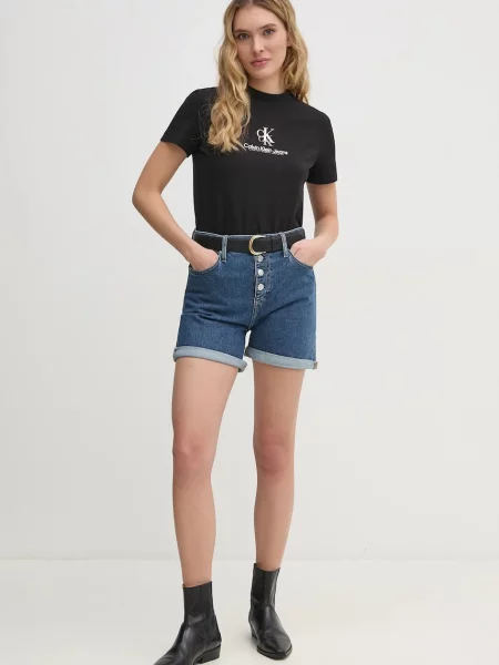 Pantaloni scurți din denim Calvin Klein albastru