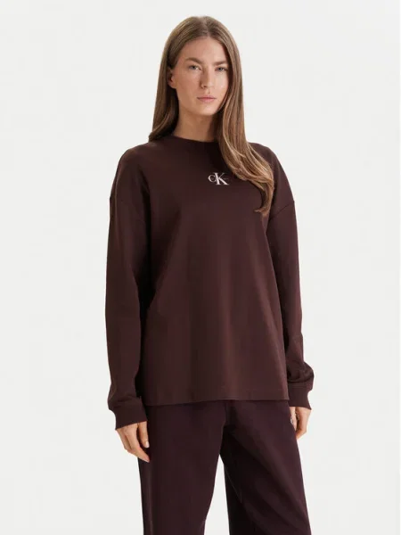 Calvin Klein Jeans Pulóver Monologo Oversize barna