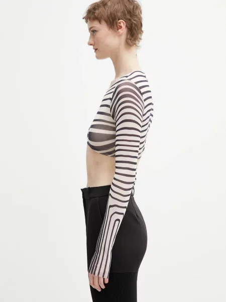 Jean Paul GAULTIER longsleeve Morphing Stripes beżowy