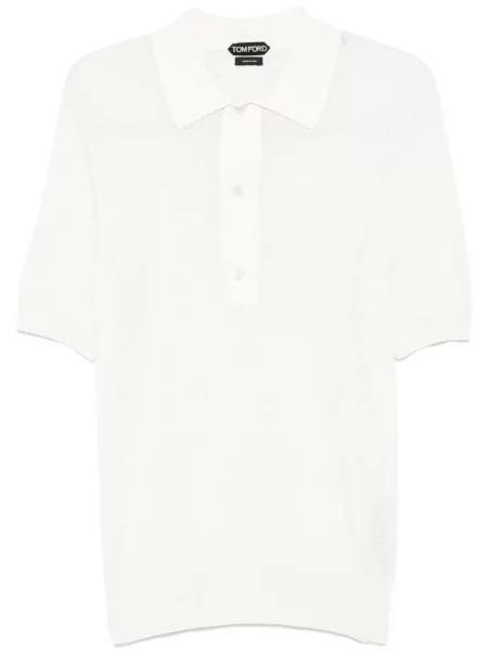 Tricou polo Tom Ford tricotate alb