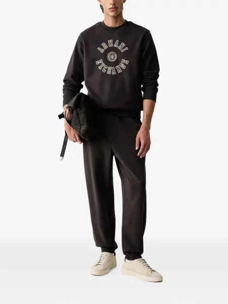 Pulover Armani Exchange cu autograf maro
