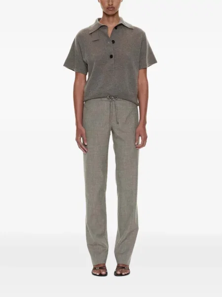 Scurt tricou polo Christopher Esber tricotate gri