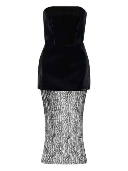 Rochie midi Vestiaire D'un Oiseau Libre de catifea până la genunchi de costum negru