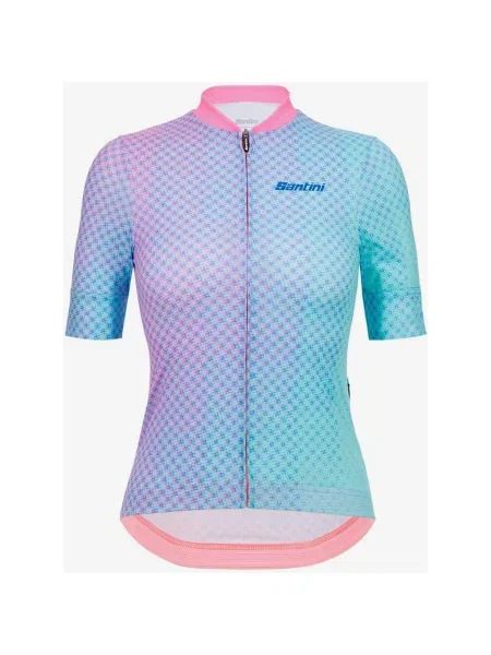 Koszulka z krótkim rękawem Santini Paws Form Jasnoturkusowo-różowa Slim Fit XXS niebieska