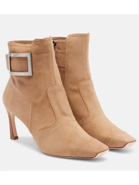 Cizme scurte Roger Vivier din piele de căprioară negru