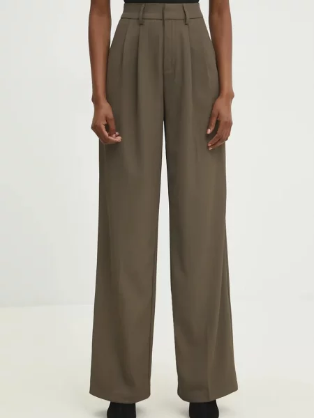 Панталон Answear Lab със стандартна кройка с висока талия зелено