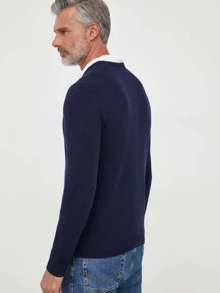 Vlněný svetr United Colors of Benetton pánský tmavomodrá lehký