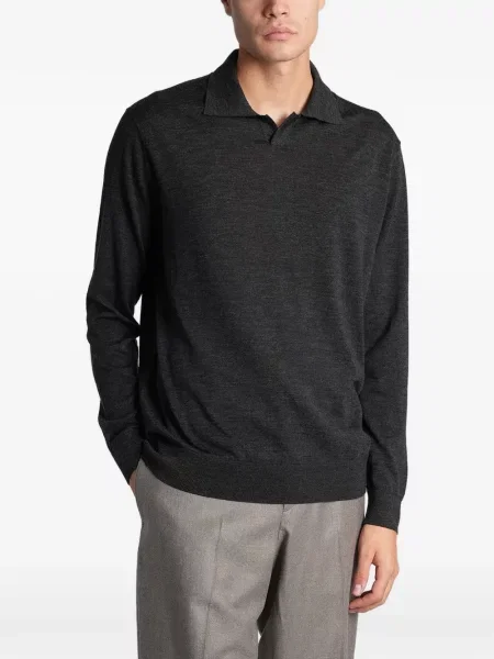 Gulerat lung tricou polo Ballantyne gri