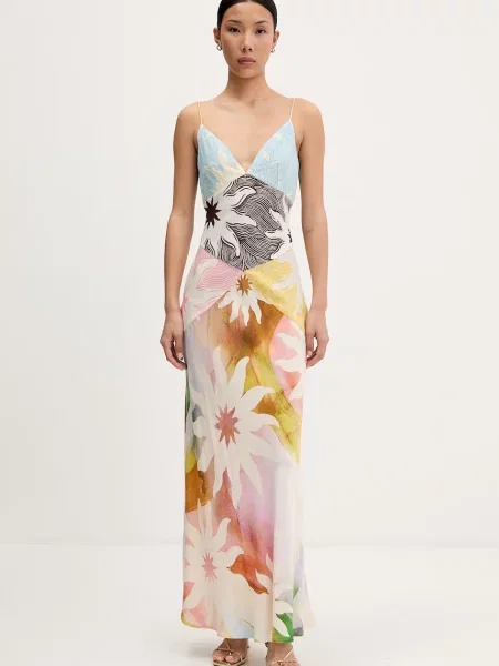 Never Fully Dressed rochie din vâscoză bej