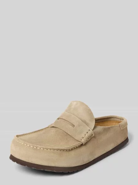 Chodaki z zamszu model Naples Wrapped' Birkenstock beżowe