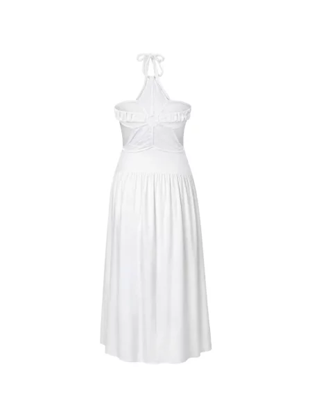 Rochie maxi Farm Rio cu gât halter alb