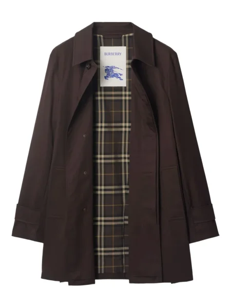 Gulerat palton Burberry în carouri maro