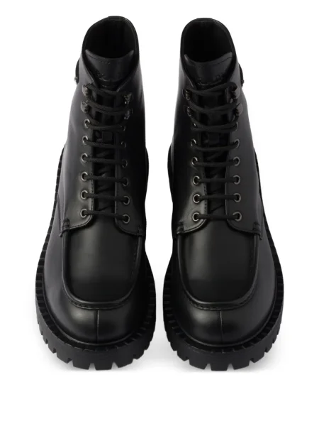 Botine Prada cu șireturi din dantelă negru