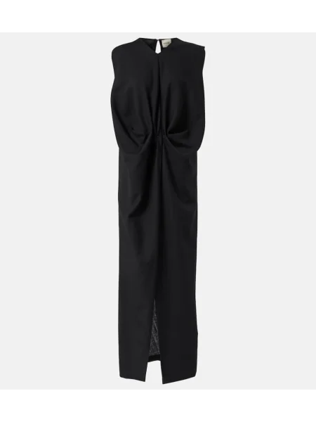 Volnena maksi obleka Khaite črna