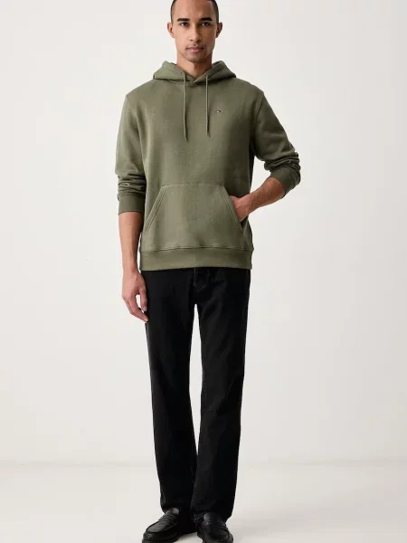 Palton Tommy Jeans cu glugă verde