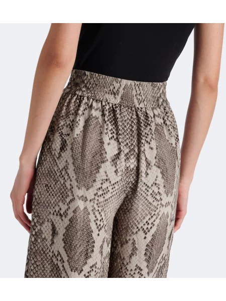 Pantaloni Joseph din satin cu imagine cu model piele de șarpe bej