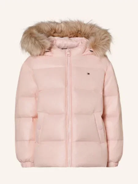 Tommy Hilfiger Péřové Bundy S Odnímatelnou Umělou Kožešinou světle růžová / světle šedá