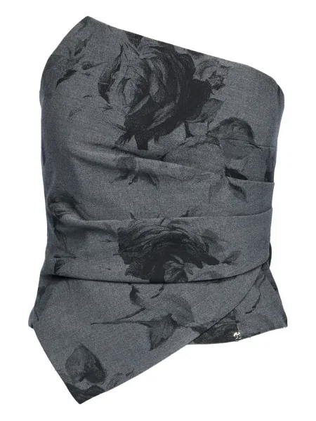 Top Nissa cu model floral cu imagine gri