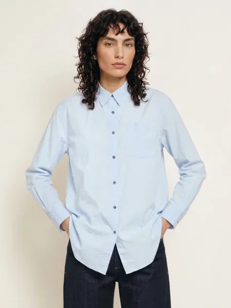 Allsaints Oversized Košilová Halenka Kaia tmavě modrá