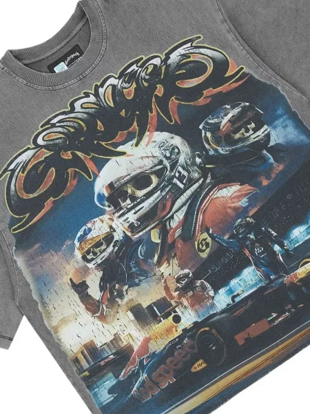 Tricou Godspeed cu imagine gri