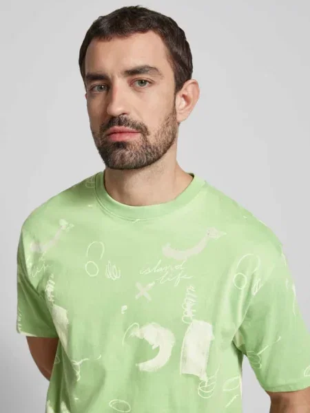 T-shirt z prążkowanym okrągłym dekoltem Scotch & Soda
