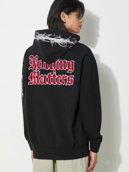 Bombažen pulover Aries Nothing Matters Embroidered črna