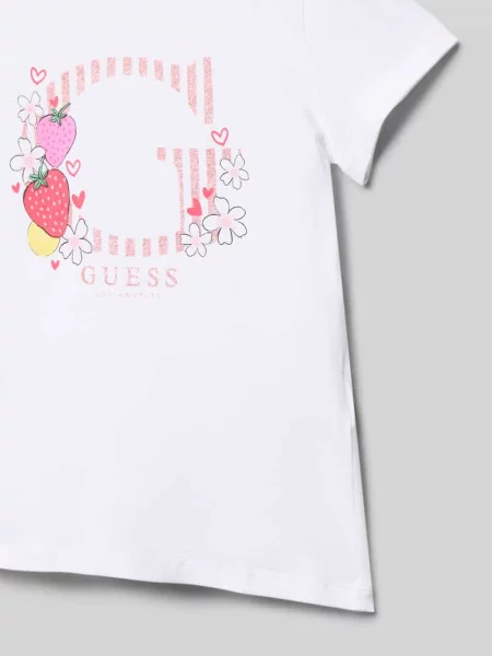 T-shirt z okrągłym dekoltem i nadrukiem z motywem Guess biała