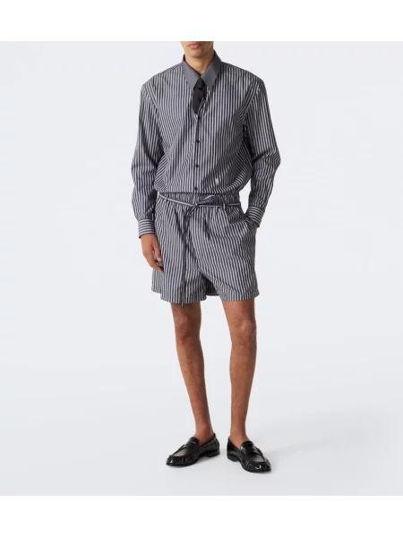 Cămașă Saint Laurent cu dungi din poplin gri
