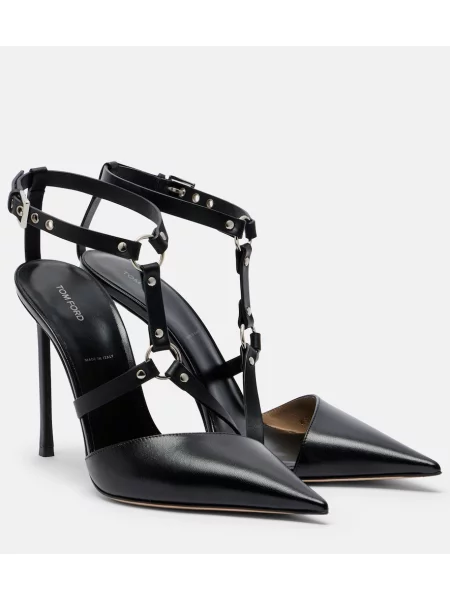 Pantofi cu toc Tom Ford din piele slingback negru