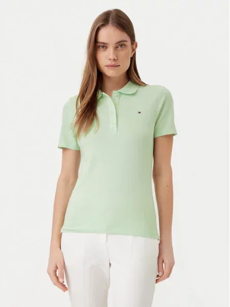 Tommy Hilfiger Polo marškinėliai Slim Fit žalia