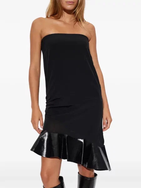 Rochie mini Iro cu volane fără bretele negru