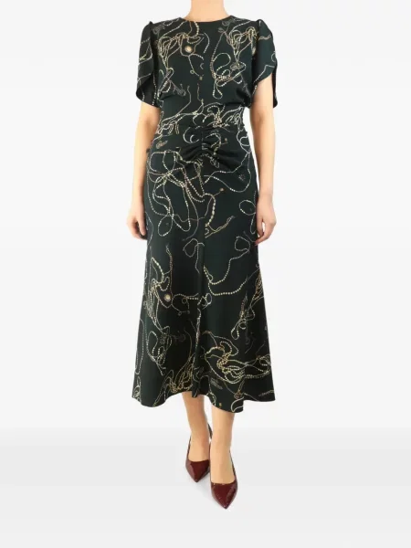 Rochie midi Victoria Beckham cu imagine verde