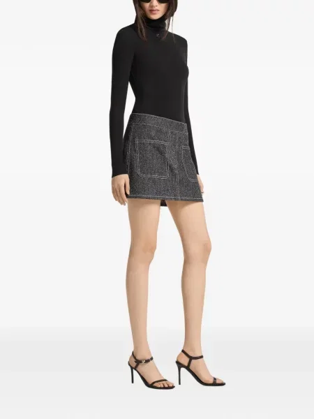 Body Courreges cu broderie negru