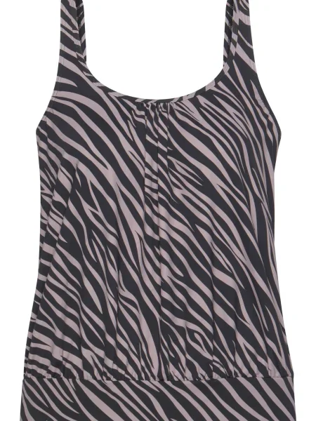 LASCANA Majica za kopanje brez rokavov mauve črna