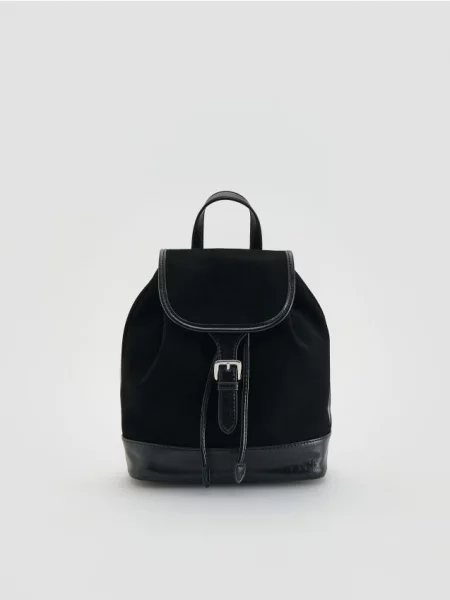 Reserved Rucsac din piele intoarsa sintetica negru