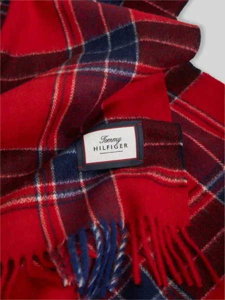 Szal z czystej żywej wełny Tommy Hilfiger czerwona