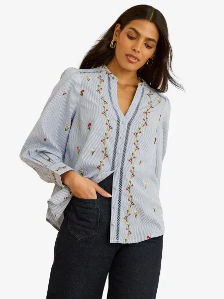 Love & roses Bluză albastru deschis / galben / roșu alb