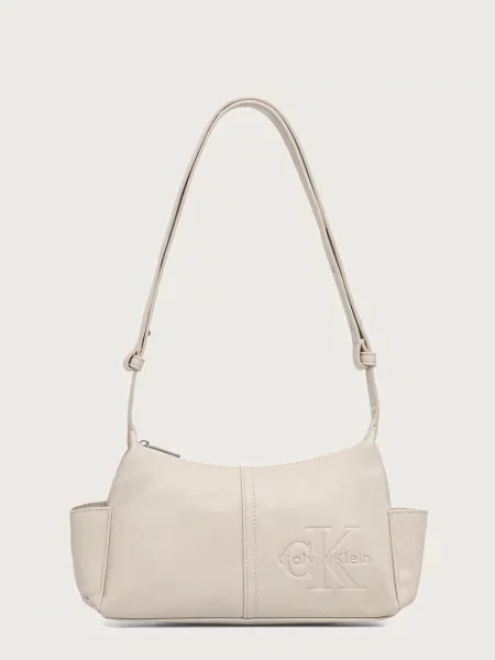 Calvin Klein Táska Pockets Monologo Crossbody Krém bézs