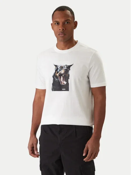 BOSS Tricou Dobermann alb