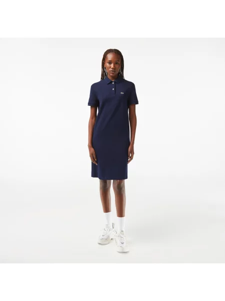 Lacoste Sukienka Polo Z Dzianiny Pikowej Lacoste granatowa