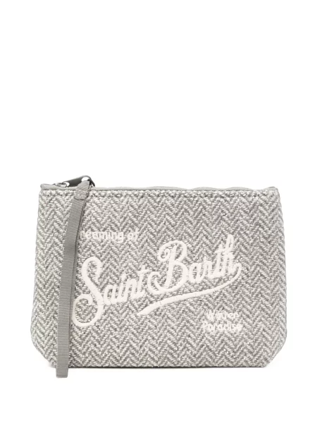 Geantă plic Mc2 Saint Barth de lână cu model herringbone gri